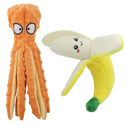 Dog Squeaky Octopus Toys with Banana